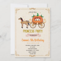 Convite de aniversário de carruagem de abóbora