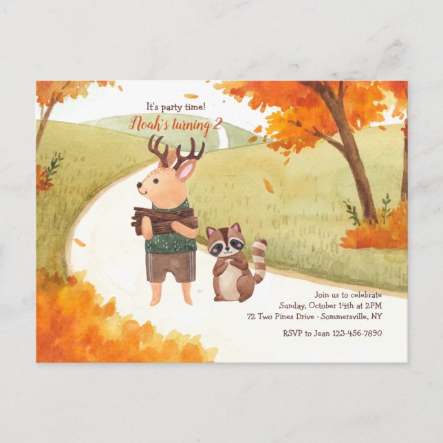 Convite de Aniversário de Cartão Postal de Animais (Frente)