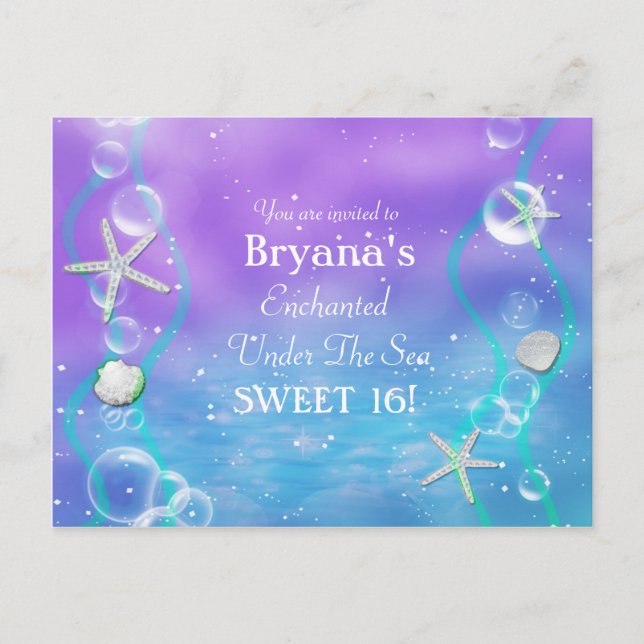 Convite de Aniversário de Cartão Postal Mágico Sob (Frente)