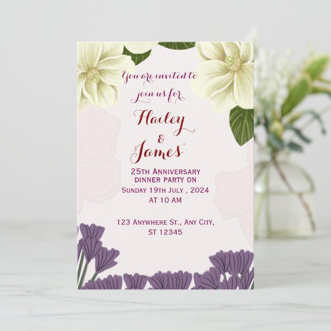 Convite de Aniversário de Casamento (Em pé/Frente)