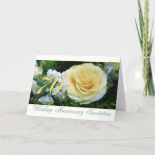 Convite de Aniversário de Casamento 70 Anos - Rosa