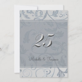 Convite de Aniversário de Casamento Cinza Azul Pra