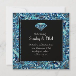 Convite de aniversário de casamento com diamante d