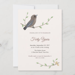 Convite de Aniversário de Casamento com Pássaro An