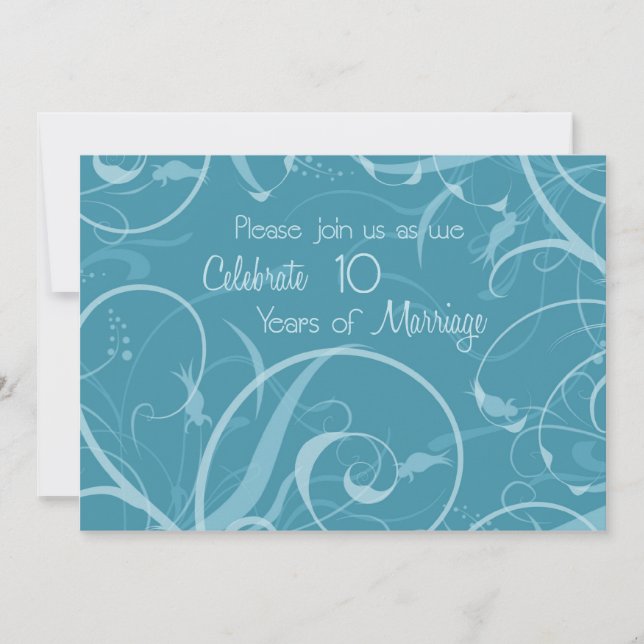 Convite de Aniversário de Casamento de 10 anos em  (Frente)