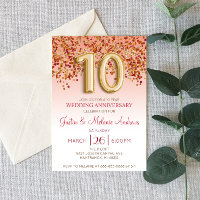 Convite de Aniversário de Casamento de 10 anos em 