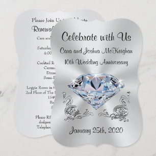 Convite de Aniversário de Casamento de 10 anos por