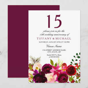 Convite de Aniversário de Casamento de 15 Anos com