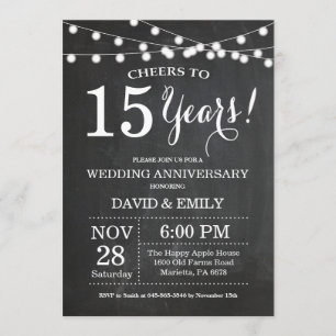 Convite de Aniversário de Casamento de 15 Anos em