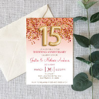 Convite de Aniversário de Casamento de 15 anos em