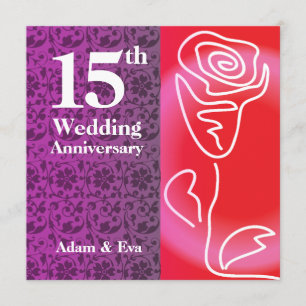 Convite de Aniversário de Casamento de 15 Anos Ros