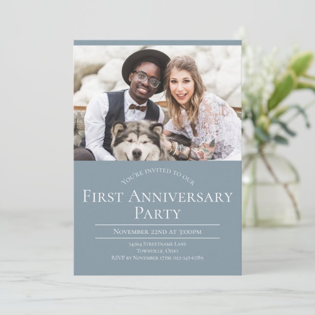 Convite de Aniversário de Casamento de 1 Ano com F (Em pé/Frente)