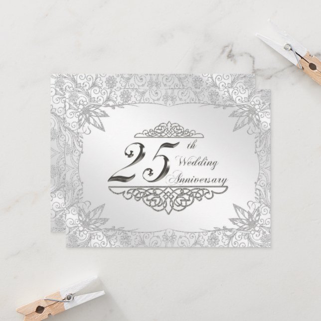 Convite de Aniversário de Casamento de 25 Anos (Frente/Verso In Situ)