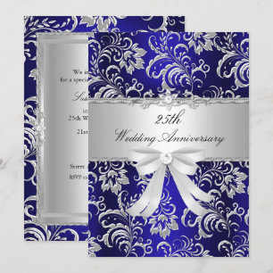 Convite de Aniversário de Casamento de 25 Anos Blu