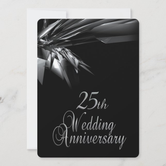 Convite de Aniversário de Casamento de 25 anos com (Frente)