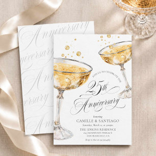 Convite de Aniversário de Casamento de 25 Anos com