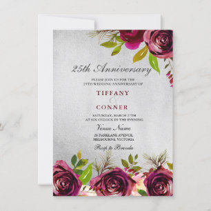 Convite de aniversário de casamento de 25 anos em 