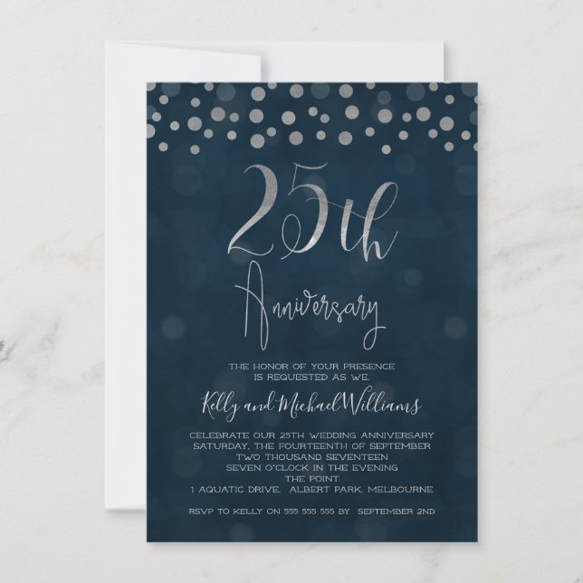 Convite de Aniversário de Casamento de 25 Anos Fal (Frente)