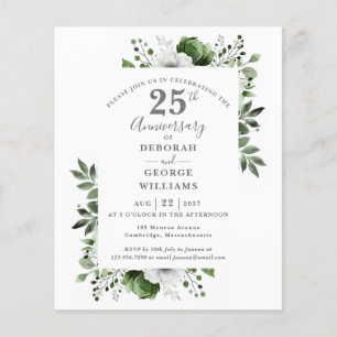 Convite de Aniversário de Casamento de 25 Floral d