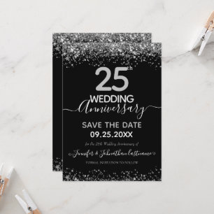 Convite de Aniversário de Casamento de 25 Glitter