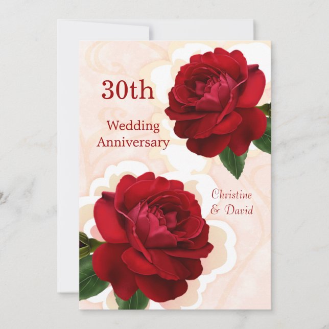 Convite de aniversário de casamento de 30 anos com (Frente)