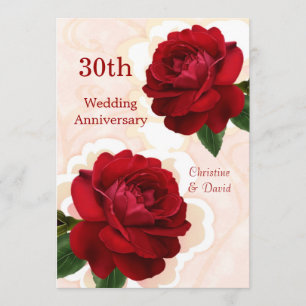 Convite de aniversário de casamento de 30 anos com