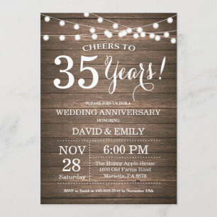 Convite de Aniversário de Casamento de 35 Anos Rus