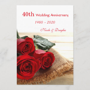 Convite de Aniversário de Casamento de 40 anos com