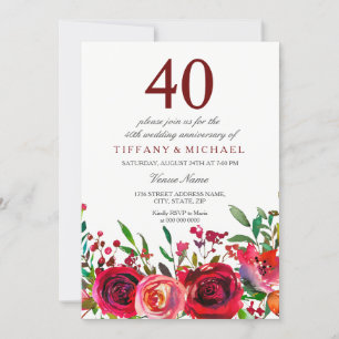 Convite de Aniversário de Casamento de 40 Anos Ele