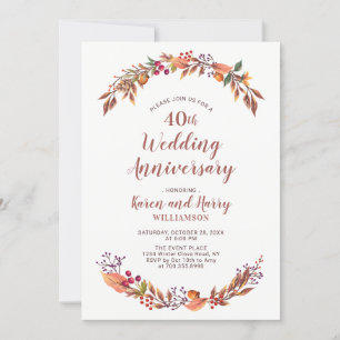 Convite de Aniversário de Casamento de 40 anos Flo