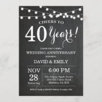 Convite de Aniversário de Casamento de 40 Anos Qua
