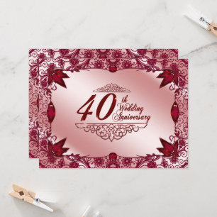 Convite de Aniversário de Casamento de 40 anos Rub