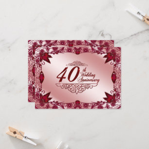 Convite de Aniversário de Casamento de 40 anos Rub