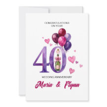 Convite de Aniversário de Casamento de 40 anos Rub