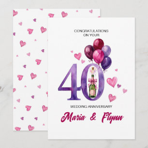 Convite de Aniversário de Casamento de 40 anos Rub