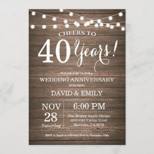Convite de Aniversário de Casamento de 40 Anos Rus