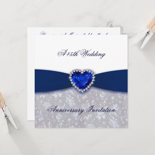 Convite de Aniversário de Casamento de 45 Anos com (Frente/Verso In Situ)