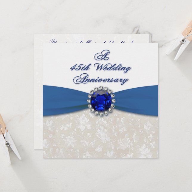 Convite de Aniversário de Casamento de 45 Anos com (Frente/Verso In Situ)