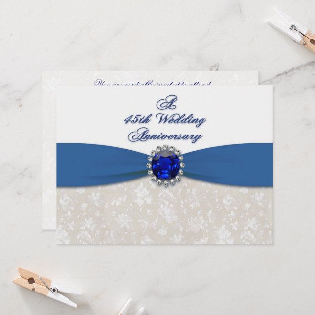 Convite de Aniversário de Casamento de 45 Anos em  (Frente/Verso In Situ)