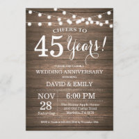 Convite de Aniversário de Casamento de 45 Anos Rus
