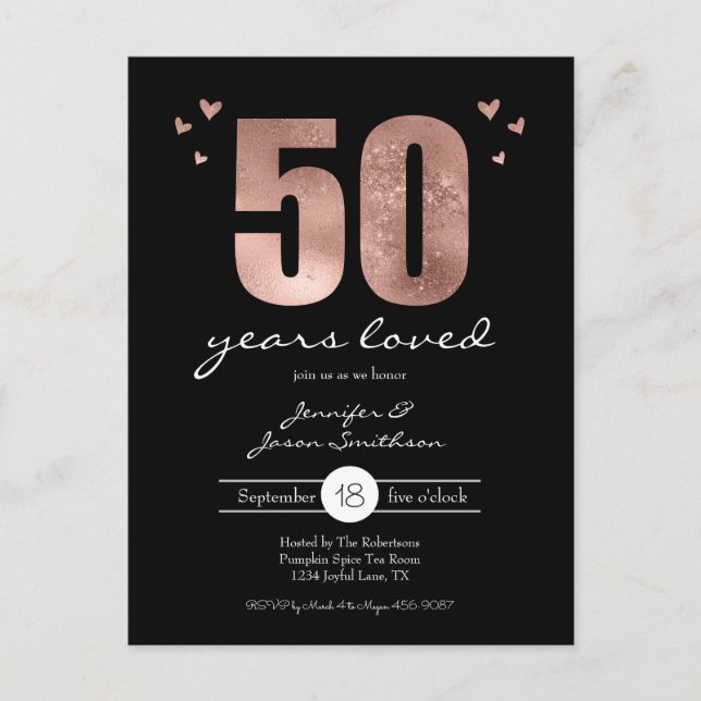 Convite de Aniversário de Casamento de 50 Anos Ama (Frente)
