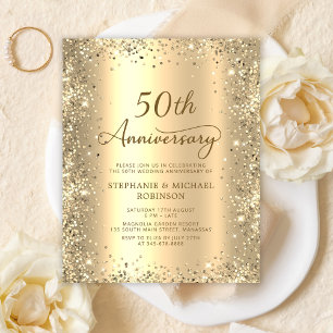 Convite de Aniversário de Casamento de 50 Anos Bud