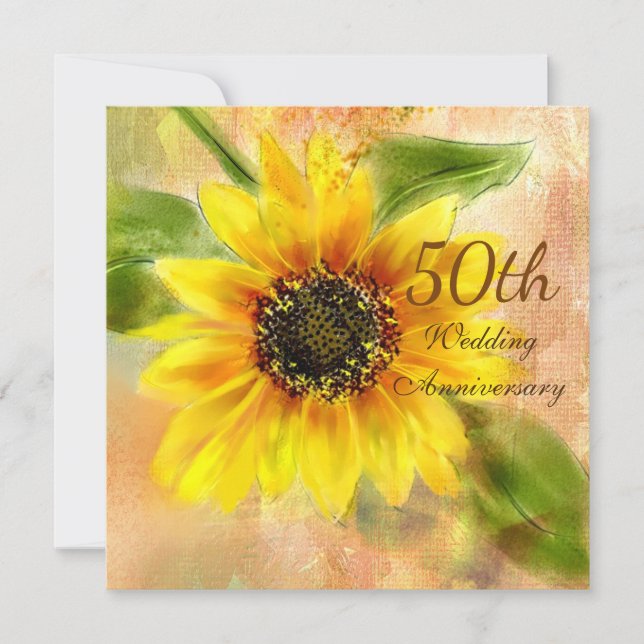 Convite de Aniversário de Casamento de 50 anos com (Frente)