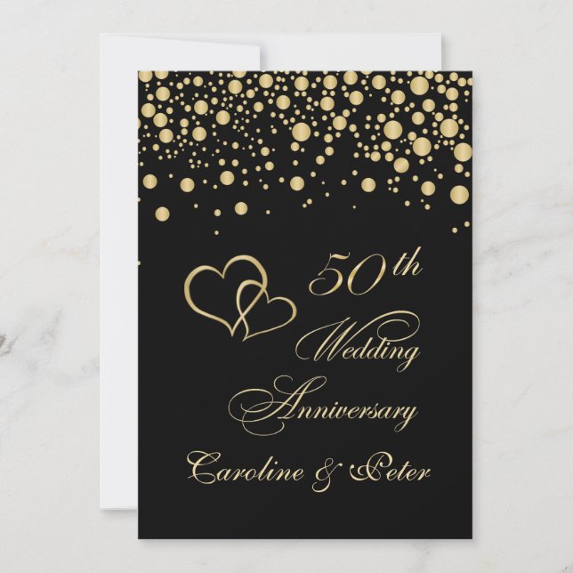 Convite de Aniversário de Casamento de 50 anos com (Frente)