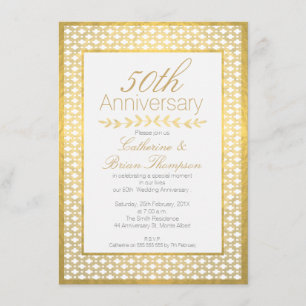 Convite de Aniversário de Casamento de 50 anos com