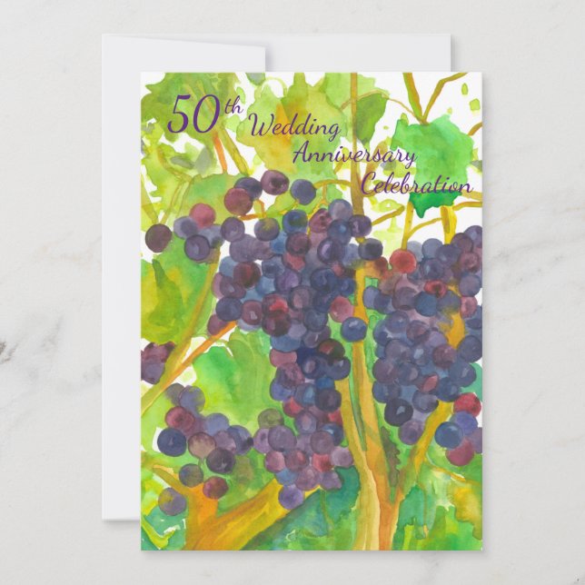 Convite de Aniversário de Casamento de 50 anos com (Frente)