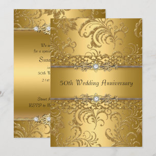 Convite de Aniversário de Casamento de 50 anos com