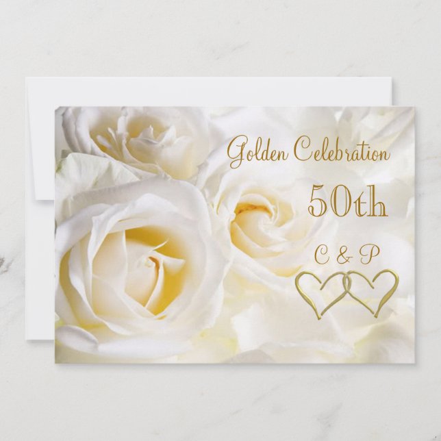 Convite de Aniversário de Casamento de 50 anos com (Frente)