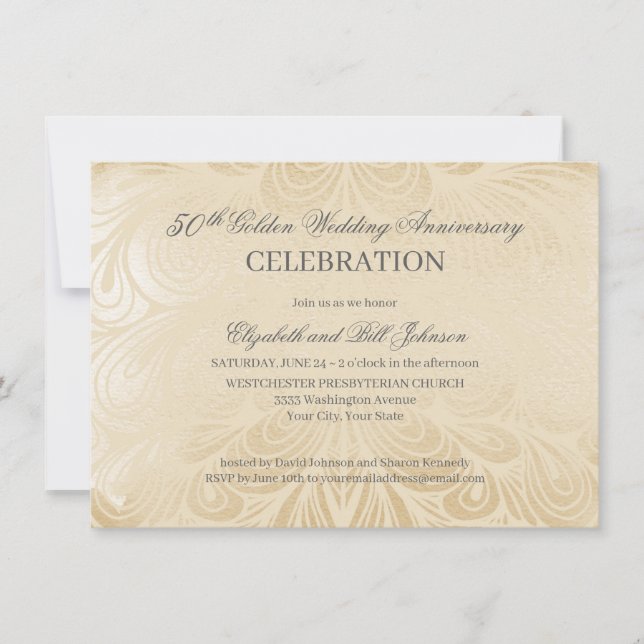 Convite de Aniversário de Casamento de 50 Anos Dou (Frente)