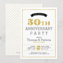 Convite de Aniversário de Casamento de 50 Anos em 